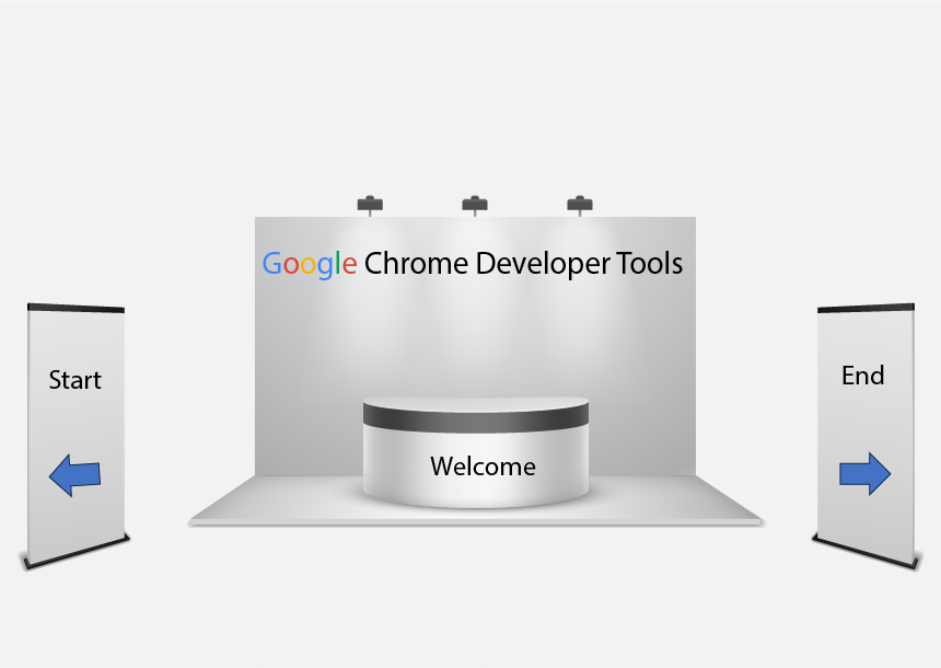 A kiosk of Google Chrome Developer Tools.