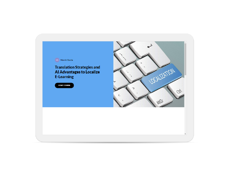 An eLearning localization course displayed on a tablet.