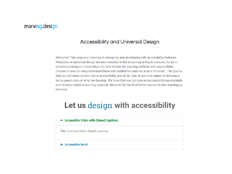 A web-based course on accessibility and universal design.